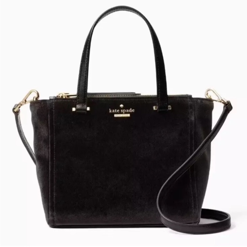 KATE SPADE | dawn place velvet mini kona black crossbody bag with handles